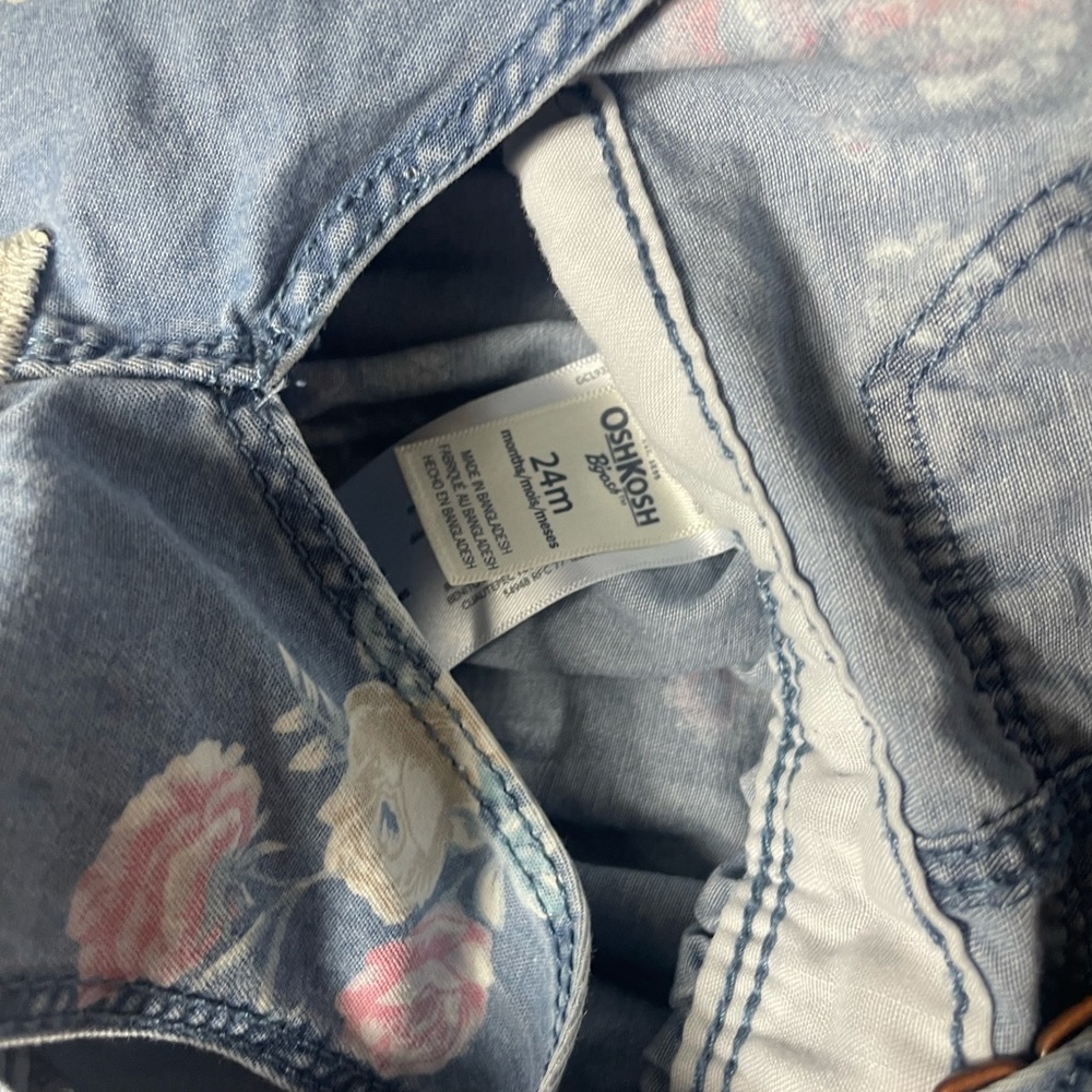 Baby OshKosh B'Gosh Denim Floral Overall Dress 24 Months - Picture 7 of 8